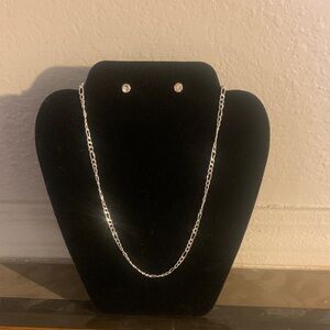Elegant Silver Necklace and Earring Set 18 inch chain stamped 925 with earrings